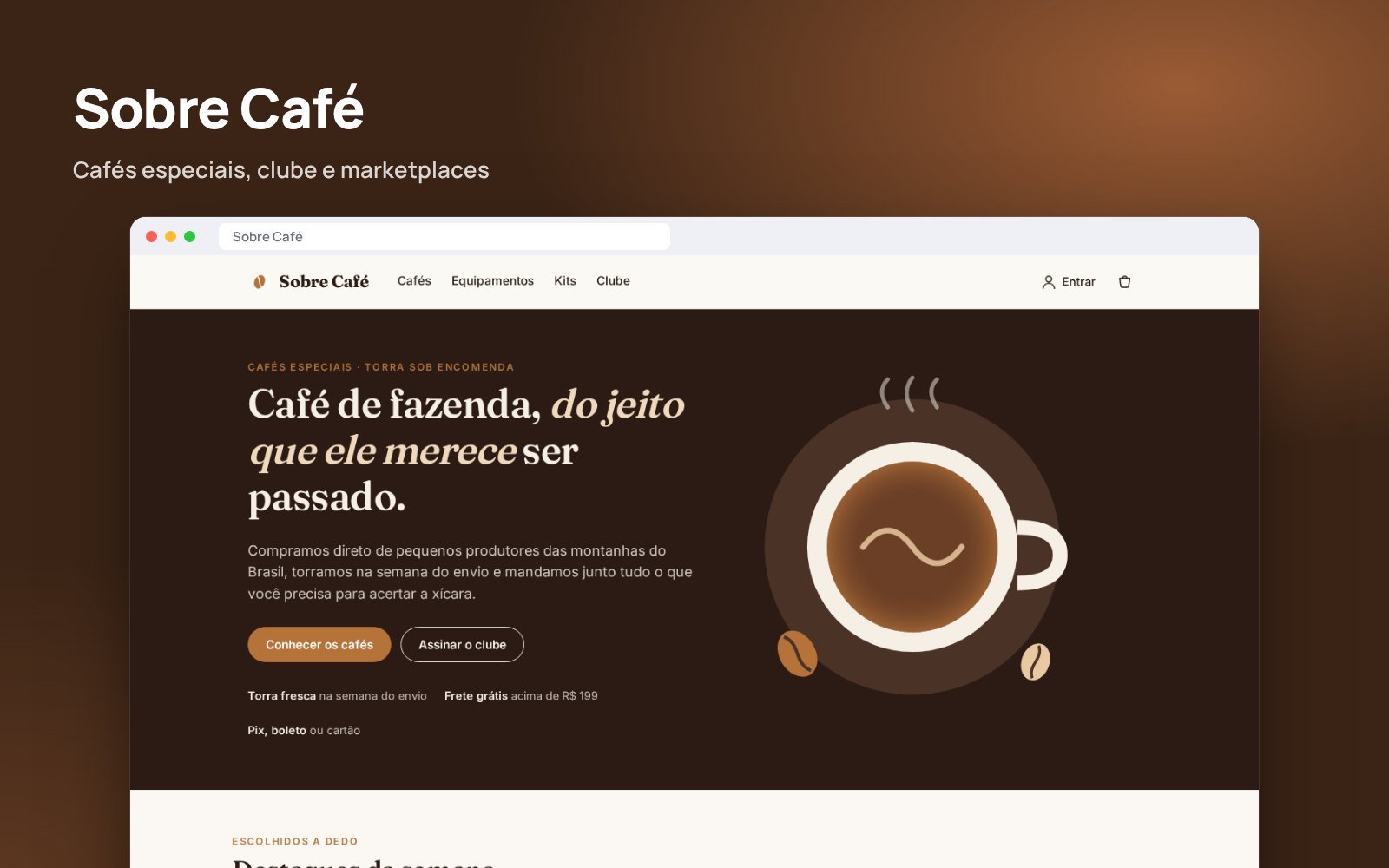 Tela do Sobre Café